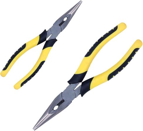 8-Inch Needle Nose Pliers: Paper Clamp Precision, Premium Heavy-Duty CRV Steel, Large Soft Grip with Wire Cutter,Chrome Vanadium Steel Long Nose Cutting Pliers in Kuwait