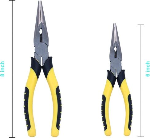 8-Inch Needle Nose Pliers: Paper Clamp Precision, Premium Heavy-Duty CRV Steel, Large Soft Grip with Wire Cutter,Chrome Vanadium Steel Long Nose Cutting Pliers in Kuwait
