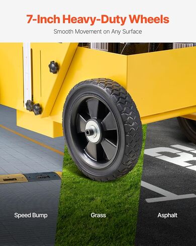 آلة وضع علامات الخط الشريطي VEVOR، 24 × 13 × 35.4 بوصة، 4 عجلات، آلة خط الشريط شديدة التحمل مع عرض قابل للتعديل 2-4 بوصة، تجعل خط الحافة واضحًا للطرق، مواقف السيارات، المجال الرياضي، أصفر in Saudi Arabia