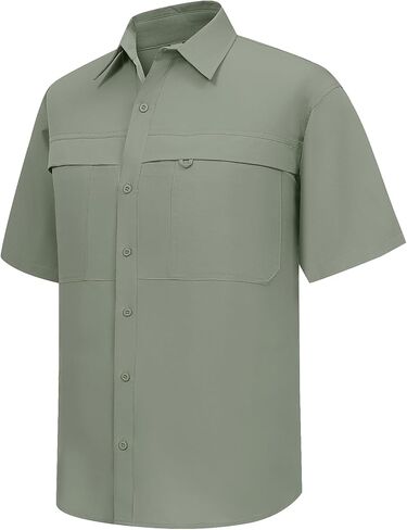 Men's Fishing Shirts Short Sleeve UPF 50+ Sun Protection Shirts, Mens Cargo Quick Dry Shirt for Hiking Safari Camping in Kuwait