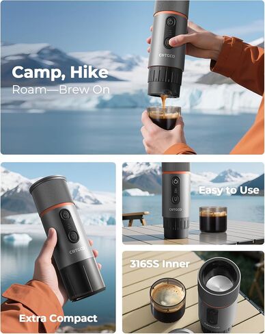 Portable Espresso Coffee Maker, Travel Coffee Maker for Camping, 20 Bar Self‑Heating Rechargeable with USB-C, with NS Capsule for Car/Travel/Camping in Kuwait