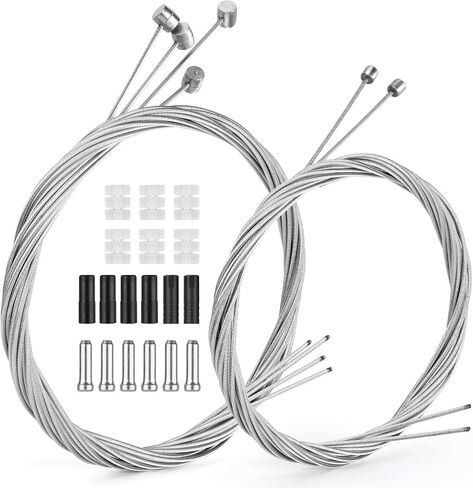 6 Pcs Premium Bike Cable Kits -4 Pcs Bicycle Brake Cable and 2 Pcs Bike Shifter Cable. Professional Bicycle Parts For MTB, 18 Pcs End Caps,Tubes and O-rings. in Saudi Arabia