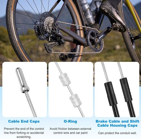 6 Pcs Premium Bike Cable Kits -4 Pcs Bicycle Brake Cable and 2 Pcs Bike Shifter Cable. Professional Bicycle Parts For MTB, 18 Pcs End Caps,Tubes and O-rings. in Saudi Arabia