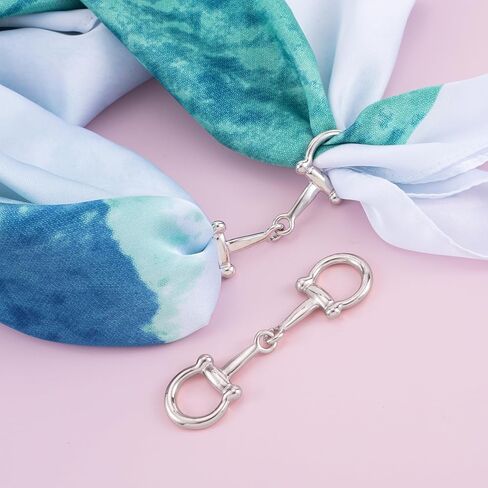 Joez Wonderful 2 PCS Horsebit Silk Silk Buckle ، حلقات وشاح معدني بسيطة ، قفل Horsebit للنساء (الذهب+الفضة) in Kuwait