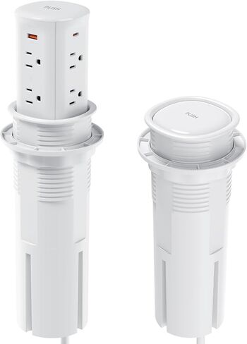 Pop up Outlet for Countertop,PD 20W USB C Fast Charging,3.15" Desk Grommet Power Station,4 Outlets,4-USB, Kitchen Island Pop Up Electrical Outlet, Office Recessed Power Supply,6ft Cord, Black in Kuwait