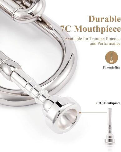 Eastar Bb Standard Trumpet Set for Beginner, Brass Student Trumpet Instrument with Hard Case, Cleaning Kit, 7C Mouthpiece and Gloves, ETR-380, Golden in Saudi Arabia