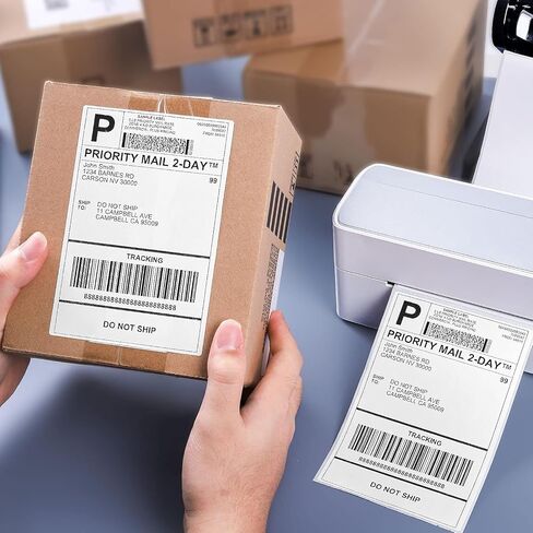 4"x6" Fanfold Thermal Shipping Label (Pack of 500 & Fan-Fold Labels), Thermal Labels for 241BT Shipping Label Printer(White) in Saudi Arabia