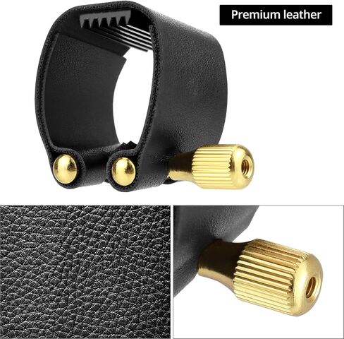 QWORK Alto Saxophone Ligature Fastener – Durable Artificial Leather, Enhanced Sound Quality, Designed for Bakelite Mouthpieces in Saudi Arabia