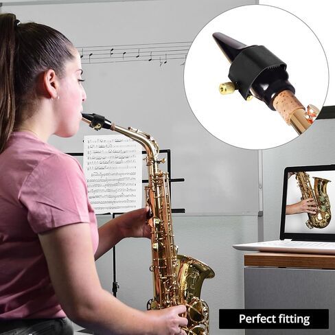 QWORK Alto Saxophone Ligature Fastener – Durable Artificial Leather, Enhanced Sound Quality, Designed for Bakelite Mouthpieces in Saudi Arabia