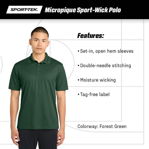 Sport-Tek للجنسين micropique polo | قميص قصير الأكمام للرجال والنساء ، قمة ملائمة غير رسمية للعمل والغولف in Saudi Arabia
