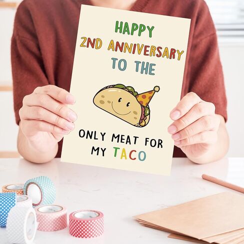 OJsensai Cute Anniversary Taco Gifts for Men Him, Cool Aday Card for Husband Boyfriend Fiance, Happy Wedding Anniversary from Wife Girlfriend Fiancee in Kuwait