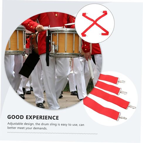 Generic Adjustable Red Double Shoulder Snare Drum Strap Military Drum Sling Belt for Marching Bands Comfortable Support Accessory in Saudi Arabia