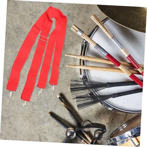 Generic Adjustable Red Double Shoulder Snare Drum Strap Military Drum Sling Belt for Marching Bands Comfortable Support Accessory in Saudi Arabia