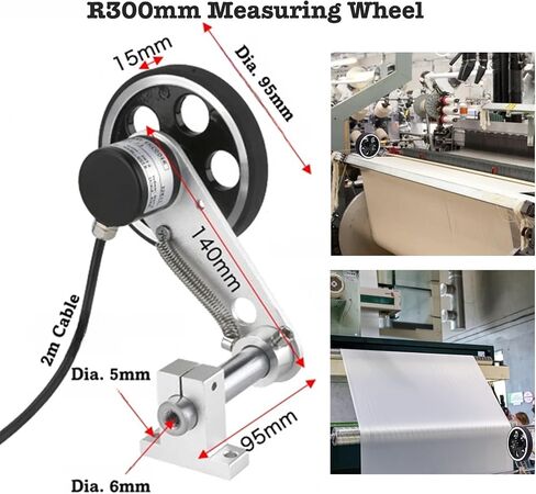 Digital Length Meter Counter, Single Measuring Wheel in Feet Inches Meter Yard, 999999 Cable Wire Fishing Line Length Counter for Film Textile Cloth Silk, Dual Relay Outputs, Alarm Function in Saudi Arabia
