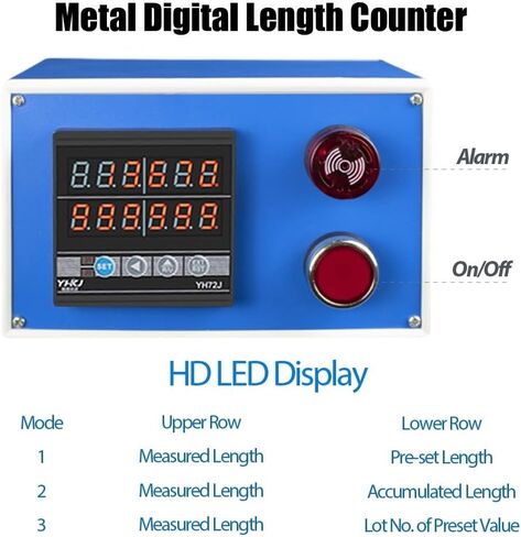 Digital Length Meter Counter, Single Measuring Wheel in Feet Inches Meter Yard, 999999 Cable Wire Fishing Line Length Counter for Film Textile Cloth Silk, Dual Relay Outputs, Alarm Function in Saudi Arabia