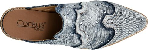 Corkys Footwear Womens Tex Mex Heeled Mule-أسلوب مستوحى من الأنيقة الغربية مع علوي من حجر الراين ، وإعلام إيفا المغطى بالراحة ، وكعب 2.5 بوصة in Saudi Arabia