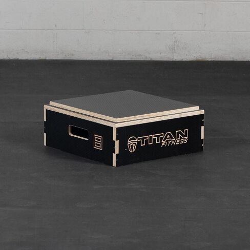 Titan Fitness Anti-Slip 8in Stackable Wooden Plyometric Box, Pro-Duty Plyo Box, Jump Step-Up Box Squat, Home Garage Gym Training in Saudi Arabia