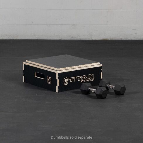 Titan Fitness Anti-Slip 8in Stackable Wooden Plyometric Box, Pro-Duty Plyo Box, Jump Step-Up Box Squat, Home Garage Gym Training in Saudi Arabia