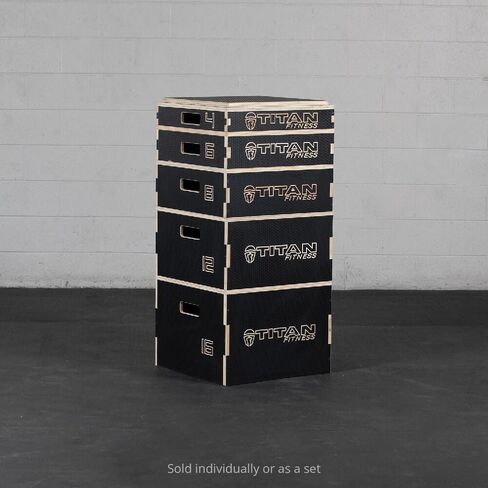Titan Fitness Anti-Slip 8in Stackable Wooden Plyometric Box, Pro-Duty Plyo Box, Jump Step-Up Box Squat, Home Garage Gym Training in Saudi Arabia