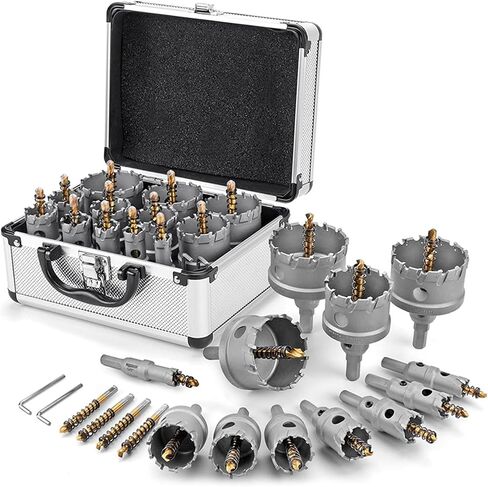 High-Speed Steel Hollow Drill Carbide Hole Saw Kit for Hard Metal 16 Pcs 16-57mm Cutter Set in Saudi Arabia