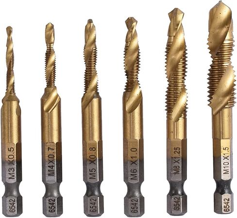 6PCS Metric Combination Drill Tap Bit Kit, 3 in 1 Spiral Tap Hex Shank Drill Bit Set Tapper Thread Tapping Tool for Drilling Tapping Countersinking in Saudi Arabia