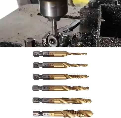 6PCS Metric Combination Drill Tap Bit Kit, 3 in 1 Spiral Tap Hex Shank Drill Bit Set Tapper Thread Tapping Tool for Drilling Tapping Countersinking in Saudi Arabia