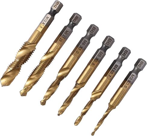 6PCS Metric Combination Drill Tap Bit Kit, 3 in 1 Spiral Tap Hex Shank Drill Bit Set Tapper Thread Tapping Tool for Drilling Tapping Countersinking in Saudi Arabia