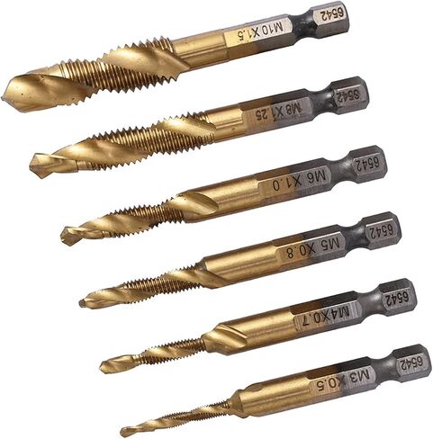 6PCS Metric Combination Drill Tap Bit Kit, 3 in 1 Spiral Tap Hex Shank Drill Bit Set Tapper Thread Tapping Tool for Drilling Tapping Countersinking in Saudi Arabia