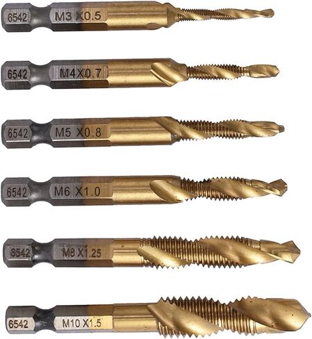 6PCS Metric Combination Drill Tap Bit Kit, 3 in 1 Spiral Tap Hex Shank Drill Bit Set Tapper Thread Tapping Tool for Drilling Tapping Countersinking in Saudi Arabia