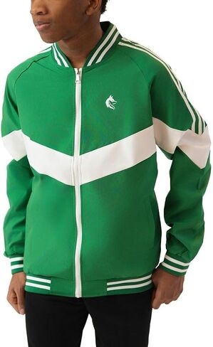 Elite Products & Apparel Men's Athletic Track Jacket - Green and White Zip-Up, Breathable, Long Sleeve Jacket in Saudi Arabia