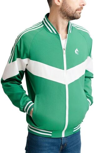 Elite Products & Apparel Men's Athletic Track Jacket - Green and White Zip-Up, Breathable, Long Sleeve Jacket in Saudi Arabia