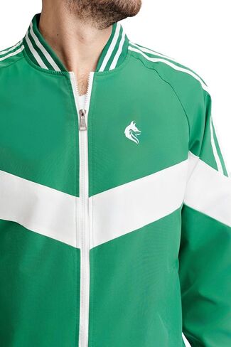 Elite Products & Apparel Men's Athletic Track Jacket - Green and White Zip-Up, Breathable, Long Sleeve Jacket in Saudi Arabia