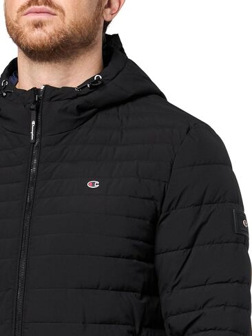 Champion Men's Lightweight Hooded Puffer Jacket, Black, Large in Saudi Arabia