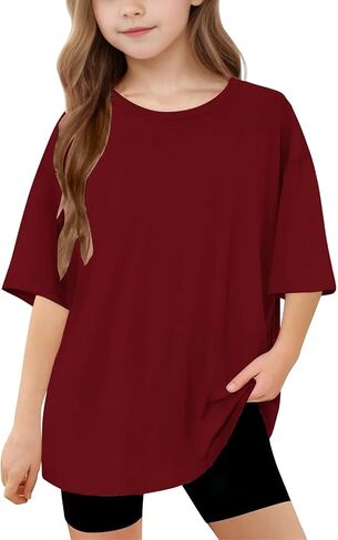 Boys Girls Oversized Tshirts Youth Kids Crew Neck Short Sleeve Shirts Loose Fit Basic Tees Casual Summer Tops in Saudi Arabia