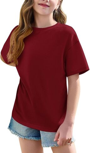 Boys Girls Oversized Tshirts Youth Kids Crew Neck Short Sleeve Shirts Loose Fit Basic Tees Casual Summer Tops in Saudi Arabia