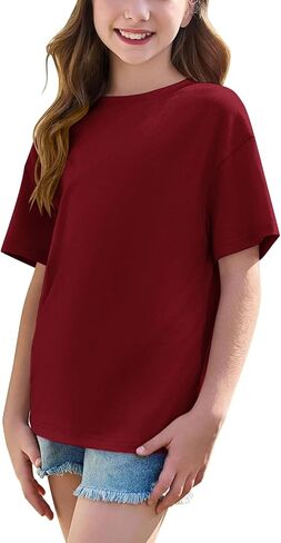 Boys Girls Oversized Tshirts Youth Kids Crew Neck Short Sleeve Shirts Loose Fit Basic Tees Casual Summer Tops in Saudi Arabia