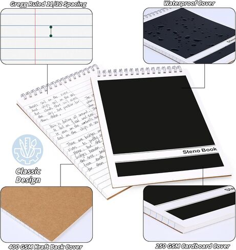 24 Pack Steno Pads 6x9 Spiral Notebooks Bulk 12 Assorted Colors Note Pads 60 Sheets Gregg Rule Writing Paper, Steno Notebooks for Students Teachers Men Women Professionals Office School Recording in Kuwait