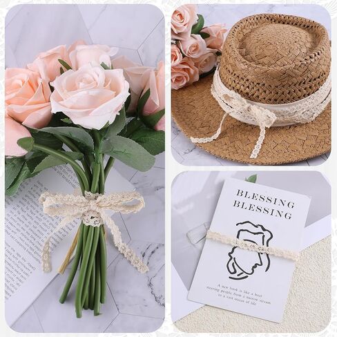 Lace Trim Ribbon, Cotton Lace Ribbon Vintage Ribbon Cotton Lace Trim, Crochet Lace Trim Bridal Wedding Decoration Beige Lace Trim for Scrapbooking Gift Package DIY (1.6CM,10 Yards) in Saudi Arabia