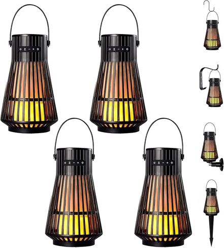 NUNET 2PACK في الهواء الطلق Bluetooth 5.1 مكبرات صوت LED LED Flame مكبرات الصوت 10W TWS Tiki Tiki Torch Atmosphere فانوس مقاوم للماء اللاسلكي نظام الصوت المحمولة الجدار يتصاعد راعي الراعي للفناء/الفناء in Kuwait