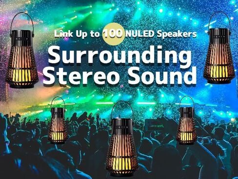 NUNET 2PACK في الهواء الطلق Bluetooth 5.1 مكبرات صوت LED LED Flame مكبرات الصوت 10W TWS Tiki Tiki Torch Atmosphere فانوس مقاوم للماء اللاسلكي نظام الصوت المحمولة الجدار يتصاعد راعي الراعي للفناء/الفناء in Kuwait