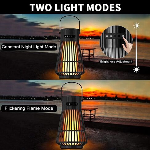 NUNET 2PACK في الهواء الطلق Bluetooth 5.1 مكبرات صوت LED LED Flame مكبرات الصوت 10W TWS Tiki Tiki Torch Atmosphere فانوس مقاوم للماء اللاسلكي نظام الصوت المحمولة الجدار يتصاعد راعي الراعي للفناء/الفناء in Kuwait