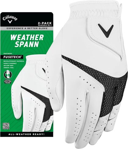 قفاز Callaway Golf MLH Weather Spann، عبوة من قطعتين، أبيض متوسط/كبير in Saudi Arabia