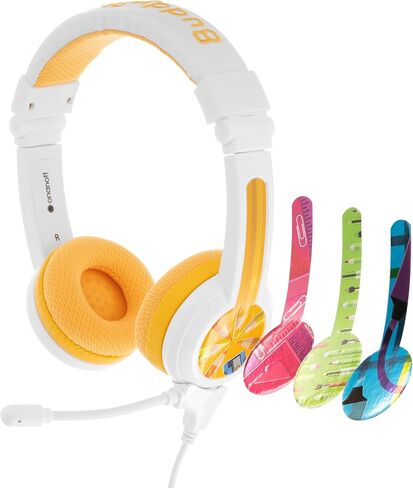 BuddyPhones School+ Wireless Kids Headphones, SafeAudio 75/85/94dB, Detachable Boom Mic, Cable Sharing, Travel Bag, Perfect for School, Travel & iPad (Blue) in Saudi Arabia
