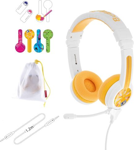 BuddyPhones School+ Wireless Kids Headphones, SafeAudio 75/85/94dB, Detachable Boom Mic, Cable Sharing, Travel Bag, Perfect for School, Travel & iPad (Blue) in Saudi Arabia