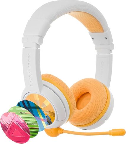 BuddyPhones School+ Wireless Kids Headphones, SafeAudio 75/85/94dB, Detachable Boom Mic, Cable Sharing, Travel Bag, Perfect for School, Travel & iPad (Blue) in Saudi Arabia