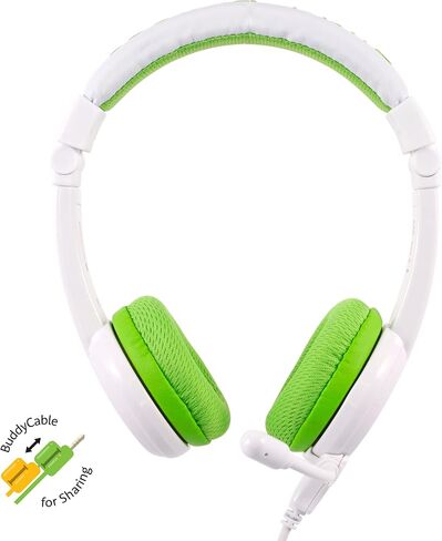 BuddyPhones School+ Wireless Kids Headphones, SafeAudio 75/85/94dB, Detachable Boom Mic, Cable Sharing, Travel Bag, Perfect for School, Travel & iPad (Blue) in Saudi Arabia