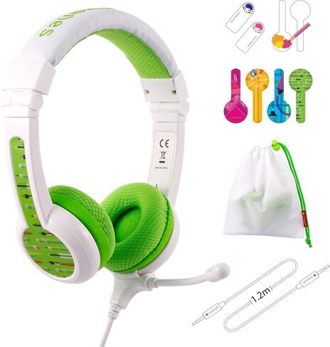 BuddyPhones School+ Wireless Kids Headphones, SafeAudio 75/85/94dB, Detachable Boom Mic, Cable Sharing, Travel Bag, Perfect for School, Travel & iPad (Blue) in Saudi Arabia