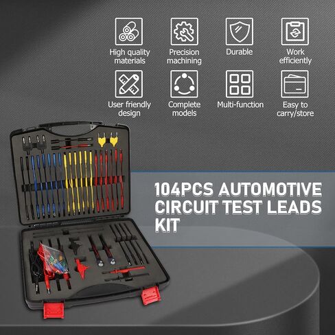 Autory 104PCS Automotive Circuit Test Leads Kit, Multimeter Terminal Test Leads Kit Multi Function Probe Test Kit with Heavy Duty Back Probes Test Lead Set Wire Connectors Set with Black Carrying Case in Saudi Arabia