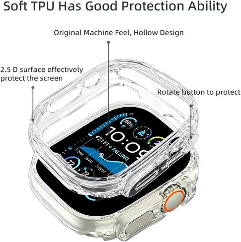 [2 Pack] Penom Compatible for Apple Watch Ultra Case 49mm Bumper Cover, Soft TPU Shockproof Protective Scratch-Resistant Frame for iWatch Series 8 Ultra 49 MM [No Screen Protector] - Orange in Saudi Arabia
