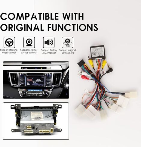 16PIN Car Radio Wiring Harness for Toyota Corolla RAV4 Camry 4Runner Tundra Highlander 2014-2018, Aftermarket Stereo Wire Harness with CANBUS Adapter Support JBL Amp, Backup Camera, SWC in Kuwait